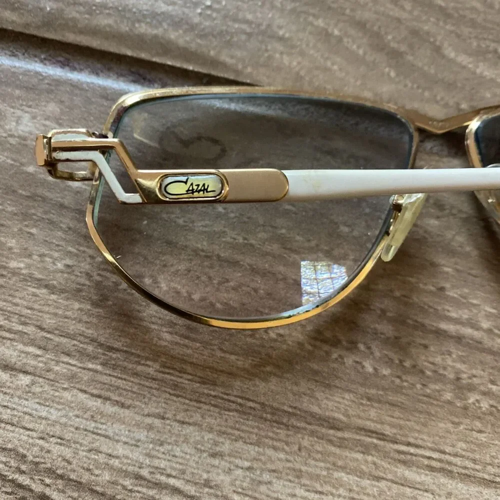 Vintage Cazal Eyeglasses Frames Gold & White Rare